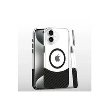 Fuchsia İphone 16 Plus İle Uyumlu Carbon Puzzle Siyah 2 Kablosuz Şarj Özellikli Kapak