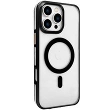 Fuchsia İphone 16 Pro Uyumlu Gleam Şeffaf Siyah Pc Sert Kablosuz Şarj Özellikli Kılıf