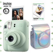 Fujifilm Instax mini 12 Yeşil Fotoğraf Makinesi 10'lu Film ve Parlak Kılıf Seti