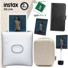 Fujifilm Instax SQ Link Beyaz Yazıcı 10'lu Square Film Kılıf Albüm Pleksi Çerçeve ve Kıskaçlı Stand