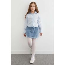 Fulla Moda %100 Pamuk Çiçek Nakışlı Kız Çocuk Kot Etek