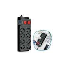 Fulltech FTR-08 8'li 3 Usbli 2 m Termal Akım Korumalı Uzatma Kablosu Çoklu Priz