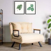 Futon Krem Pafu Sando Tekli Katlanır Pedli Yataklı Koltuk