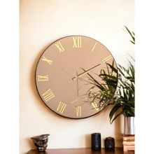 Galaxy Premium Serisi Aynalı 50 cm Sessiz Akar Roma Rakamlı Bronz Duvar Saati