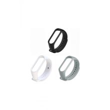 Gaman Mi Band 3/4 Uyumlu Akıllı Bileklik Kordonu 3lü Set Siyah-Gri-Beyaz