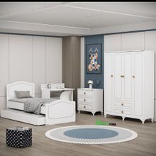 Garaj Home Beyaz Yaren 4 Kapaklı Genç Odası Takımı