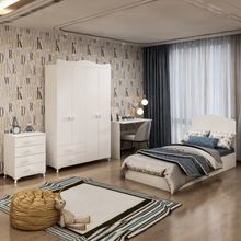 Garaj Home Beyaz Yıldız 4 Kapaklı Genç Odası Takımı