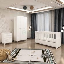 GarajHome Melina Yıldız 3 Kapaklı Beyaz Bebek Odası Takımı