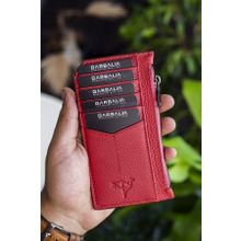 Garbalia Blush Gül Kurusu Hakiki Deri Fermuarlı Unisex Kartlık Cüzdan