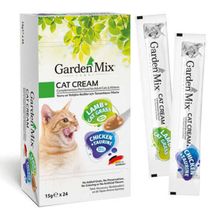 Garden Mix Kuzu Kedi Otu ve Tavuk Taurin Ek Besin 24x15 gr Kedi Ödül Kreması