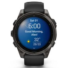 Garmin Fenix 8 Amoled Sapphire Karbon Gri DLC 47 mm Titanyum Siyah Gri Akıllı Saat