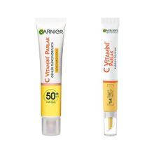 Garnier 40 ml C Vitamini Günlük Uv Korumalı Güneş Yüz Kremi Spf50 Görünmez Doku & C Vitamini Parlak Aydınlatıcı Göz Kremi Cilt Bakım Seti
