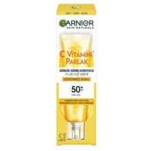 Garnier C Vitamini Parlak Fluid Yüz Kremi Işıltılı Doku SPF50 40 ML Günlük Güneş Koruyucu