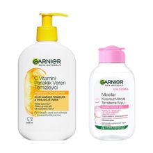 Garnier C Vitamini Parlaklık Veren 250 ml Temizleyici + Micellar 100 ml Kusursuz Makyaj Temizleme Suyu