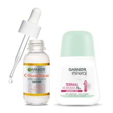 Garnier Mineral Termal Koruma Roll On Deodorant C Vitamini Parlak Süper Aydınlatıcı Serum 30 ml Set