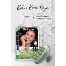 Garnier Nutrisse 1 Siyah Saç Boyası ve Yeşil Masaj Şampuan Fırçası