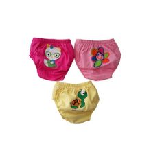 Genel Markalar 3'lü Alıştırma Külodu Kaplumbağa Kedi Çiçek Desenli Bebek Kız, 1-2 Yıl, BBX11194, Kırmızı/Pembe/Sarı, kız-bebek