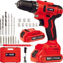 German Böhrer 58V Pro Hummer Kırmızı Çift Akülü Yüksek Torq +24 Vidalama Şarjlı Matkap Set