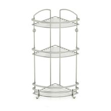 Geseus BK083H Inox Paslanmaz Çelik Üç Katlı Kancalı Banyo Köşe Rafı