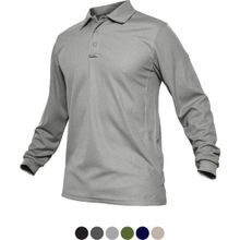 Ghassy Co. Jersey Açık Gri Golf Polo Gömlek Pike Performans Taktik Askeri Uzun Kollu Erkek T-shirt