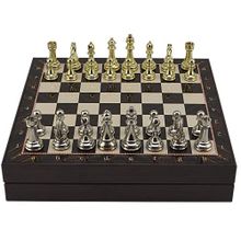 Gift Home Büyük Boy Metal Klasik 36x36 cm Satranç Takımı Parlak ve Ceviz Desenli Sandıklı Mdf Tahtası