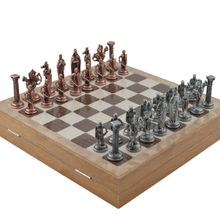 Gift Home Büyük Boy Metal Osmanlı-Bizans 36x36 cm Satranç Takımı Antik ve Mermer Desenli Sandıklı MDF Tahtası