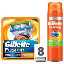 Gillette Fusion Pro Glide Power 8'li Yedek Tıraş Bıçağı + 200 ml Tıraş Jeli