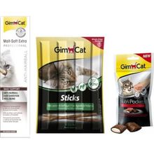 GimCat 100 gr Malt Paste Kedi Macun+GimCat 20 gr Sticks Kuzu Kedi Ödülü+Nutri 60 gr Biftek Ödülü