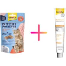 GimCat 100 gr Multivitamin Kedi Macunu + 60 gr Somonlu Kedi Ödül Tableti