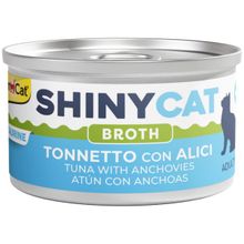GimCat Shinycat Broth 70 gr Sos İçinde Ançuezli ve Ton Balıklı Kedi Konservesi