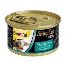 GimCat ShinyCat Jel içinde Tavuk ve Karidesli 70 gr Kedi Konserve