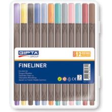 Gıpta 0.4 mm Sert Plastik Kutu 12 Renk Fineliner Kalem