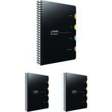 Gıpta Quadro Spiralli 4 Bölmeli Pp Kapak 150 Yaprak Kareli 17 x 24 cm 3'lü Defter