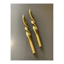 Gizemli Home 2'li Set Altın Yaldız Gold Burgulu Şamdan Mumu
