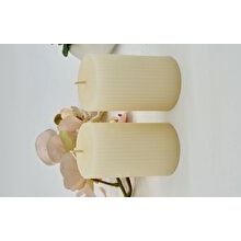 Gizemli Home Dekoratif 2'li Set 6 X 10 cm Oluklu Silindir Mum