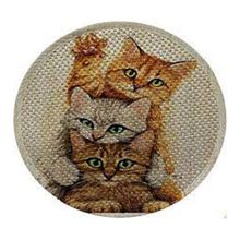 Glipet 36x36 cm Yuvarlak Yellow Desenli Çift Taraflı Kedi Tırmalama Paspası
