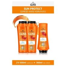 Gliss 2x500 ml Sun Protect Şampuan + 360 ml Saç Kremi