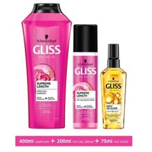 Gliss 400 ml Supreme Length Şampuan + 200 ml Sıvı Saç Kremi + 75 ml Oil Elixir Yağ İksiri