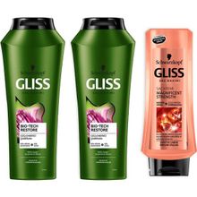 Gliss Bio-Tech Şampuan 2x500 ml + Magnificent 400 ml Saç Kremi