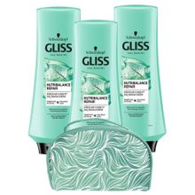 Gliss Nutribalance 3x360 ml Saç Kremi + Makyaj Çantası