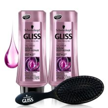 Gliss Serum Deep Repair 2x360 ml Saç Kremi + Saç Fırçası
