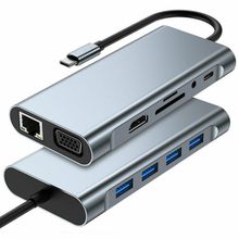 Global WNE0059 11in1 Hub Type-C to 4K HDMI/UsbA 3.0/TF SD/VGA/3.5mm AUX/PD RJ45 Ethernet Dönüştürücü Adaptör