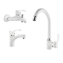 GMS Akdeniz Beyaz Krom Lavabo Banyo Eviye Batarya Set