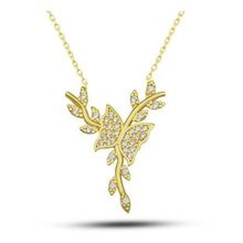 GMS Gold Daldaki Kelebek Kadın Gümüş Kolye