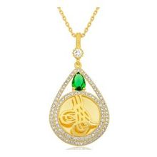 GMS Gold Kaplama Damla Tuğralı Kadın Gümüş Kolye