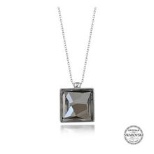 GMS Swarovski Crystal Taşlı Kare Kadın Gümüş Kolye