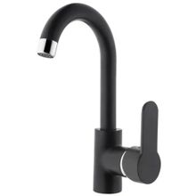 GMS ZRV301-k Zirve Siyah Krom Kuğu Lavabo Musluk Bataryası