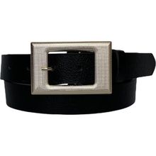 GoDeri 3 cm-110 cm Deri Gold Tokalı Siyah Kadın Kemeri