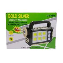 Gold Silver GS-490 15W Güneş Enerjili Çok Fonksiyonlu Fener