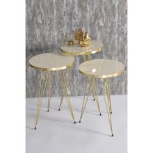 GOLDFALEZ Zigon Sehpa Gold Krem Tel